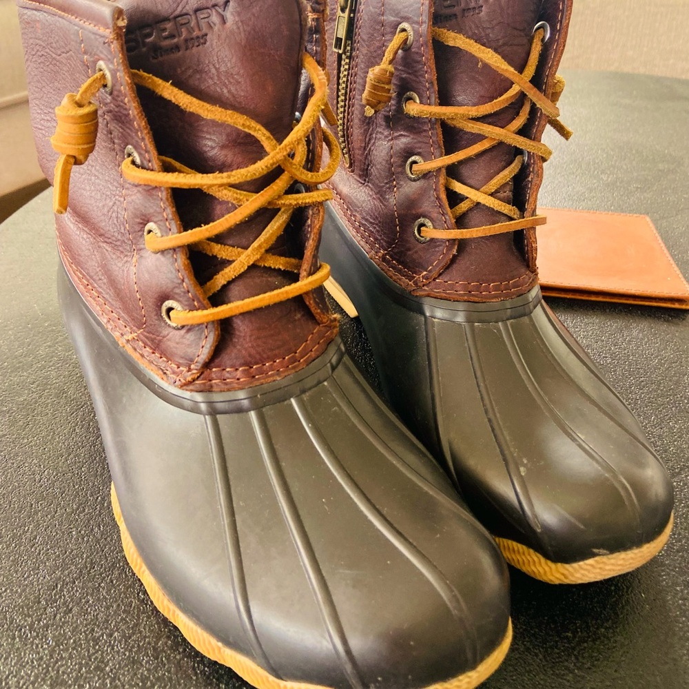Sperry Top Sider Boots saltwater Duck Leather Size 6 Outdoor waterproof Brown